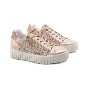 Sneaker platform platino e beige donna
