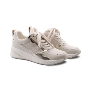 Sneaker zeppa con lacci e zip da donna