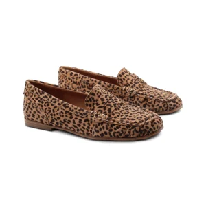 Mocassino leopardato in suede da donna