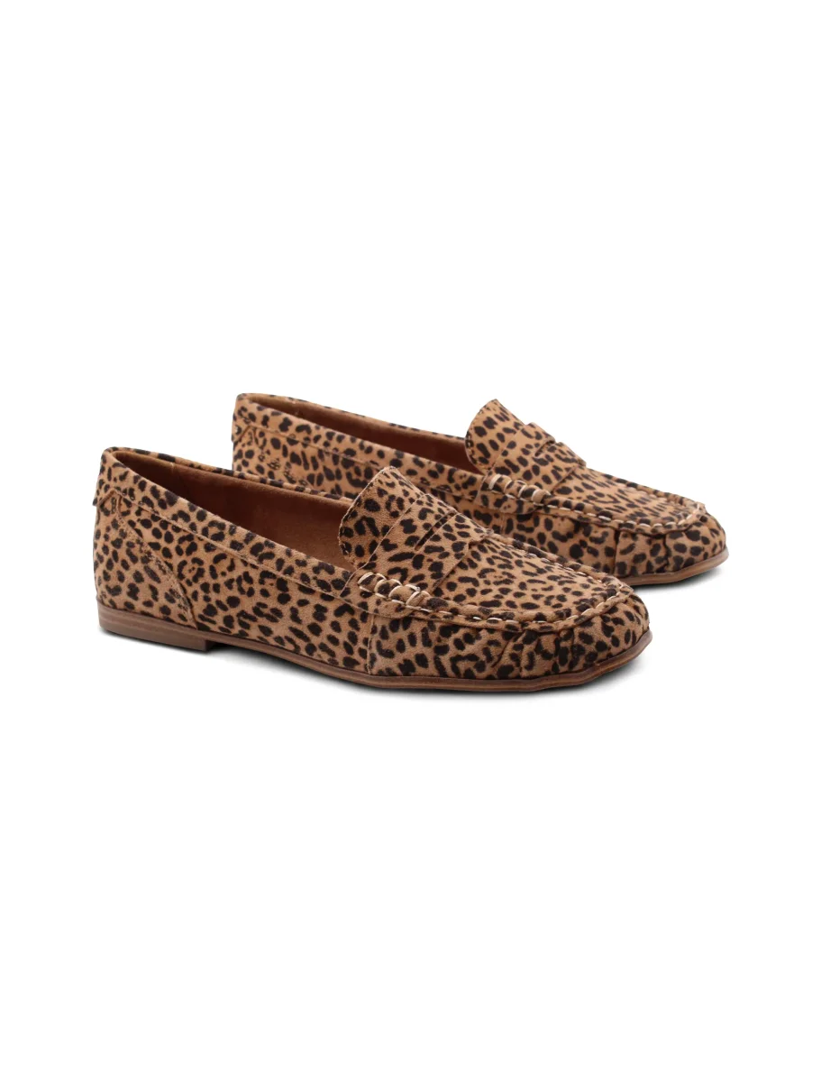 Mocassino leopardato in suede da donna