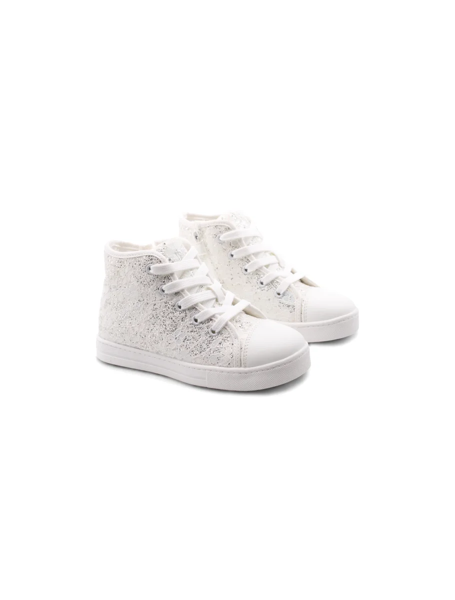 Sneaker alta con glitter da bimba