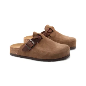 Sabot scamosciato con fibbia da donna