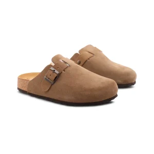 Sabot scamosciato con pelliccia donna