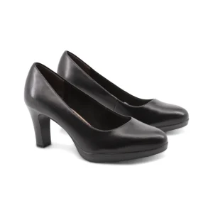 Décolleté nera in pelle con plateau