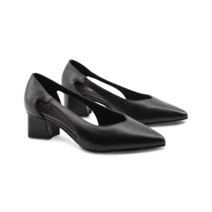 Décolleté nera in pelle da donna