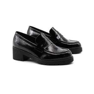 Mocassino con tacco in vernice da donna