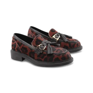 Mocassino animalier con nappine donna