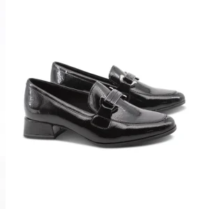 Mocassino vegan in vernice nera donna