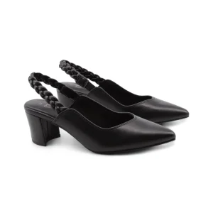 Décolleté slingback nera a punta donna