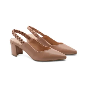 Décolleté slingback nera a punta donna