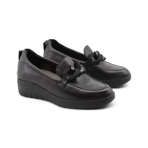 Mocassino in pelle con zeppa da donna