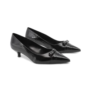 Kitten heel in vernice nera da donna
