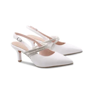 Décolleté bianca slingback gioiello