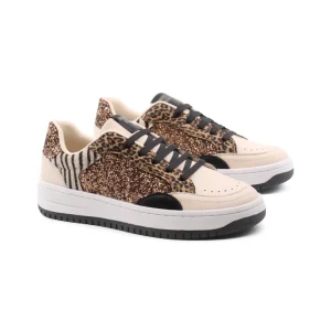 Sneaker animalier con glitter da donna