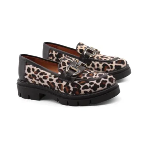 Mocassino chunky animalier da donna