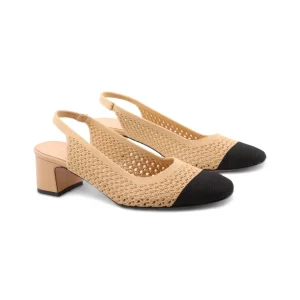 Décolleté slingback in tessuto bicolor