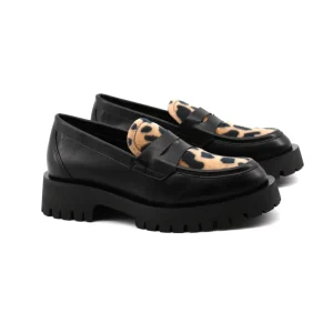 Mocassino donna con inserti animalier