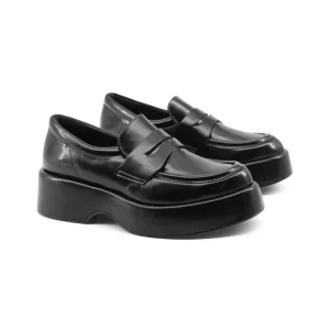 Mocassino nero lucido platform da donna
