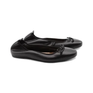 Ballerina in pelle con fiocco da donna