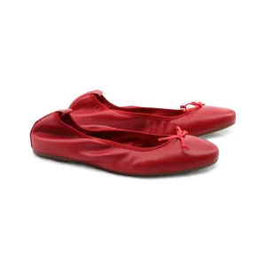 Ballerina in pelle con fiocco da donna