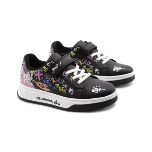 Sneaker con stampa, glitter e borchie