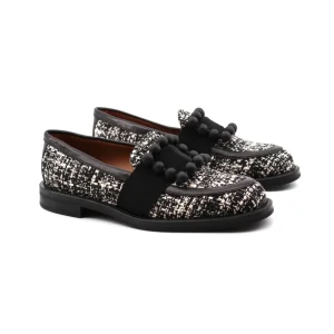 Mocassino donna in tweed con accessorio