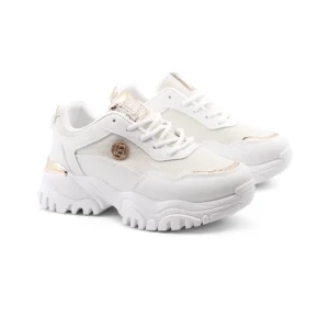 Sneaker bianca con glitter da donna