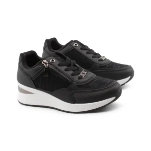 Sneaker zeppa con glitter da donna