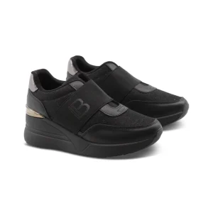 Sneaker zeppe slip on con glitter donna