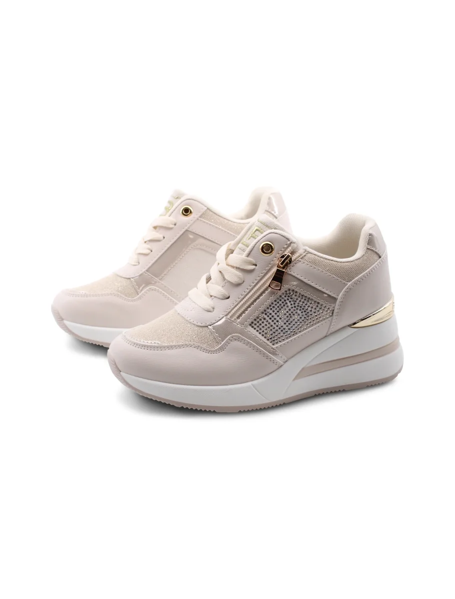 Sneaker zeppa con strass e glitter - immagine 4