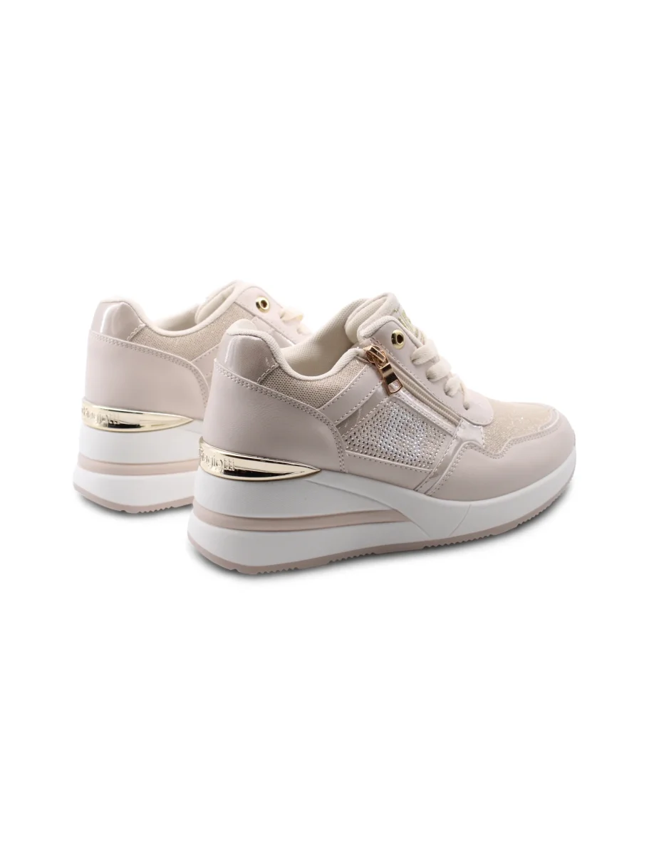 Sneaker zeppa con strass e glitter - immagine 5