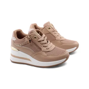 Sneaker zeppa con strass da donna