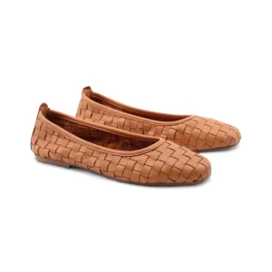 Ballerina in pelle intrecciata da donna