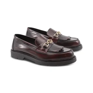 Mocassino bordeaux da donna con frange