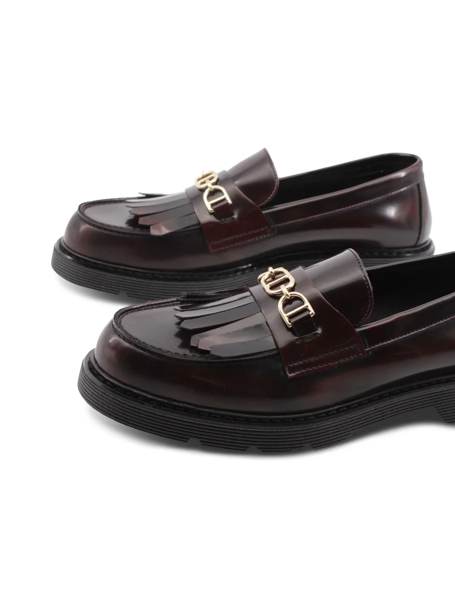 Mocassino bordeaux da donna con frange - immagine 4
