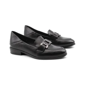 Mocassino nero con morsetto da donna