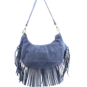 Borsa scamosciata con frange da donna