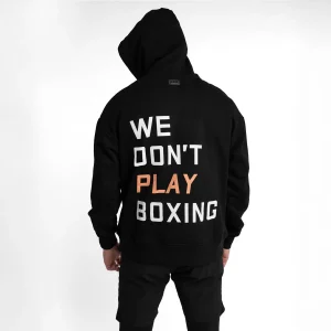 Felpa Boxraw We Don't Play Boxing oversize con cappuccio Nero