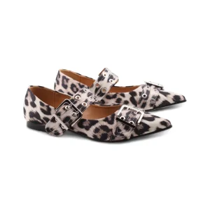 Ballerina a punta con fibbie e borchie