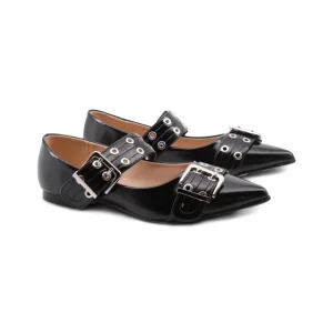 Ballerina a punta con fibbie e borchie