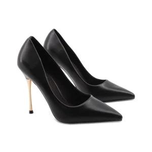 Décolleté nera con tacco a spillo oro