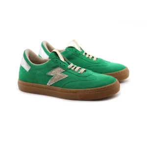 Sneaker scamosciata con inserto glitter