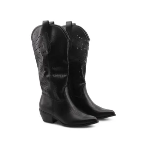 Stivale texano nero con zip da donna