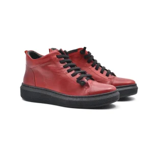 Sneaker alta da donna in pelle