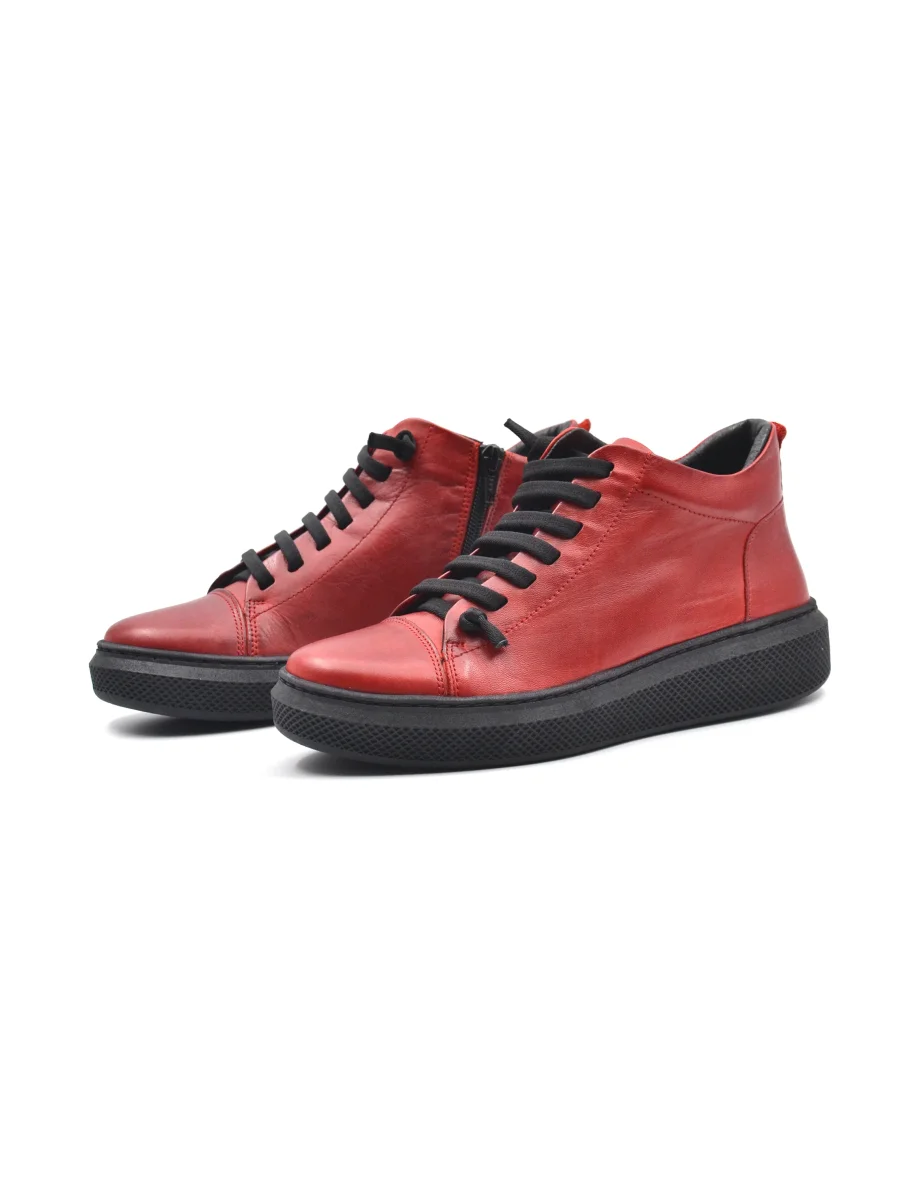 Sneaker alta da donna in pelle - immagine 4