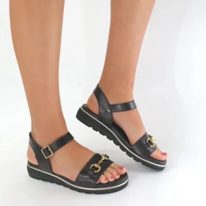 Sandalo Mia nero con accessorio