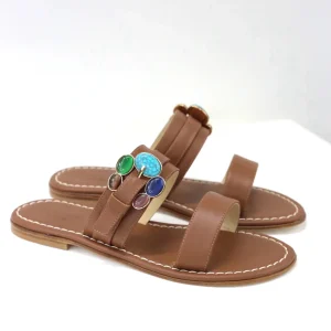 Ciabattina doppia fascia pelle cuoio