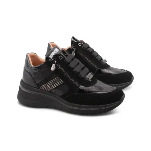 Sneaker zeppa con strass da donna