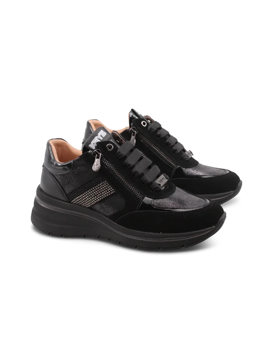 Sneaker zeppa con strass da donna