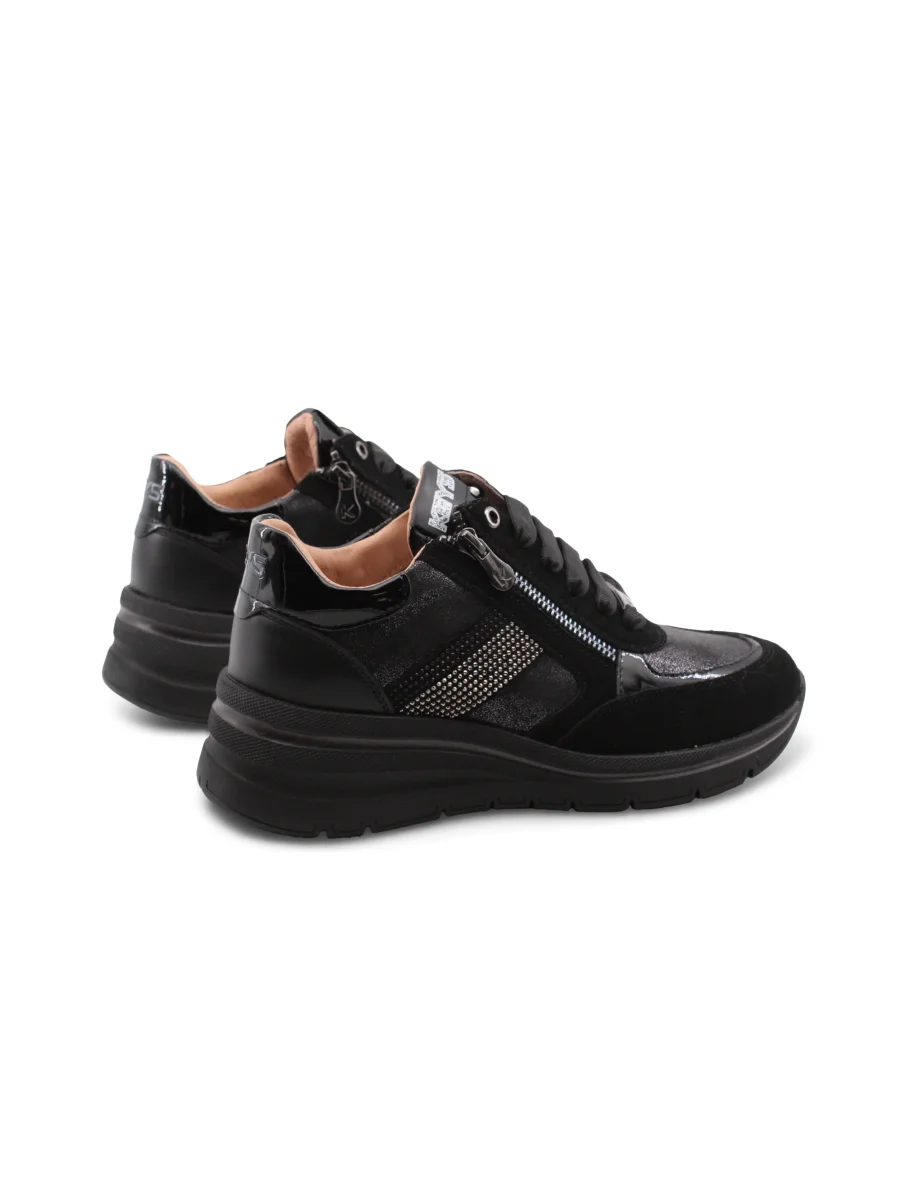 Sneaker zeppa con strass da donna - immagine 4